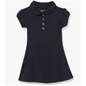 Nautica Navy Blue Girls' School Uniform Short Sleeve Polo Dress, XL (16)